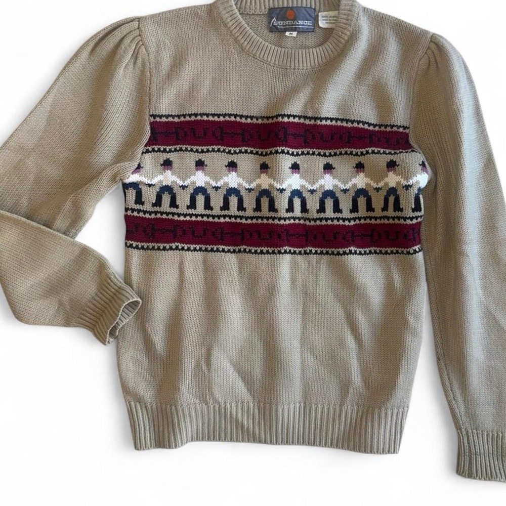 Amazing vintage burgundy and cream fair isle style Sundance sweater